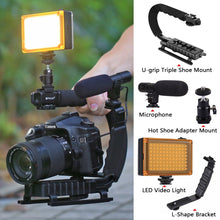 Laden Sie das Bild in den Galerie-Viewer, PULUZ Action Stabilizing Handle Grip Rig U-Grip Triple Shoe Mount Video for iPhone 8 X Gopro Smartphone Canon Sony DSLR Cameras - Letrinoshop