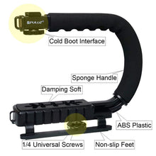 Laden Sie das Bild in den Galerie-Viewer, PULUZ Action Stabilizing Handle Grip Rig U-Grip Triple Shoe Mount Video for iPhone 8 X Gopro Smartphone Canon Sony DSLR Cameras - Letrinoshop