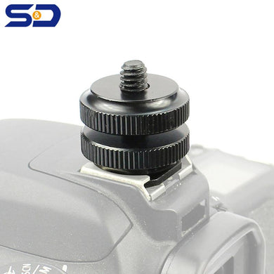 1/4 Flash Hot Shoe Mount Phone Holder Dual Nut Cold Shoe Adapter Bracket For Canon Sony Nikon DSLR Camera GoPro Hero Accessories - Letrinoshop