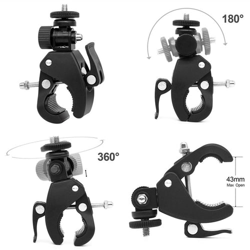 1Pc Black 1/4 Camera DV DSLR Bike Bicycle Handlebar Clamp Bracket Tripod Mount Screw Clip For Gopro For Camera DV - Letrinoshop