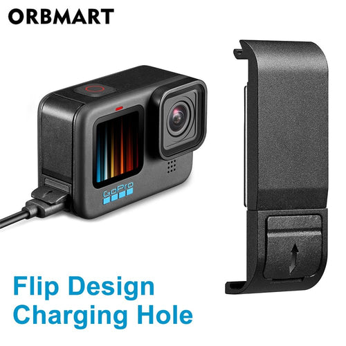 Flip Battery Side Cover for GoPro Hero 11 10 9 Black Removable Battery Door Lid Charging Case Port for Go Pro 10 9 Accessories - Letrinoshop