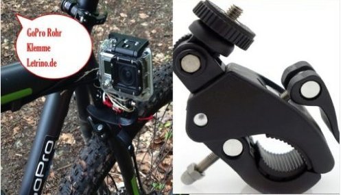 fahrradständer klemme Klemme für Gopro Hero 1-4 Fahrradhalter Fahrradstativ Lenker-/Sitzrohr-/Stangenhalterung für GoPro Hero 3+ III+ Black Edition - besonders robuste und stabile Ausführung mit Schnellspanner Verschluss