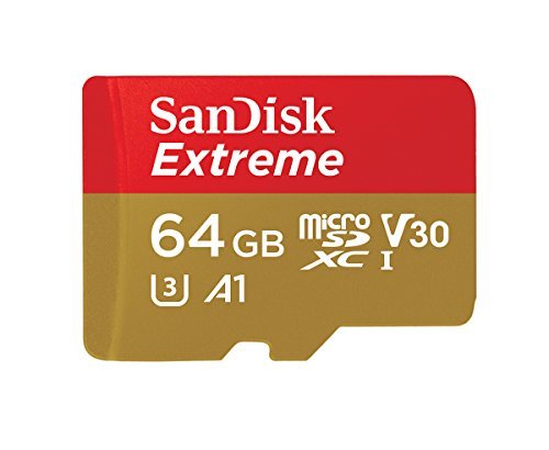 SanDisk Extreme 64 GB microSDXC memory card + SD adapter up to 100 MB / s, Gold / Red, Class 10, U3, V30, A1 / A2 - Letrinoshop