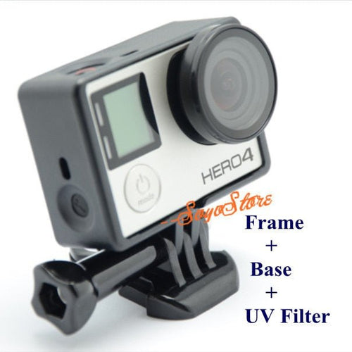 Standard Protective Frame + Base + UV Filter Accessories Set for Go Pro Hero 3 3+ 4 Free Shipping - Letrinoshop